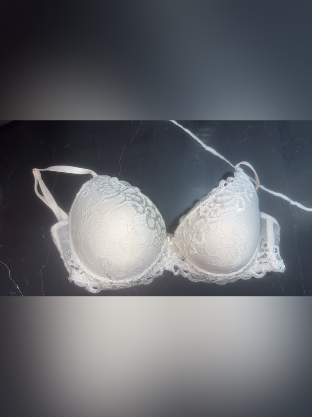 Marilyn Monroe White Lace Push-Up Bra with Floral Overlay